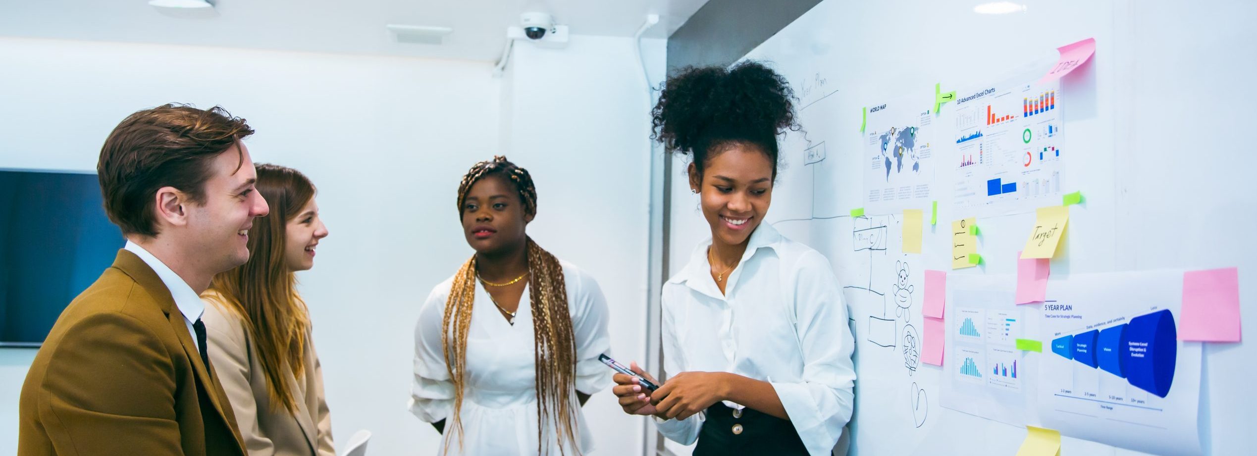 professional businessman person team group meeting to discussion in strategy work presentation in office, business colleague startup teamwork woman and man in corporate brainstorming idea to planning